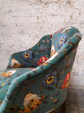 House of Hackney Artemis velvet Tub chair with spat feet  circa 1930