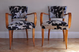 French 1940s Bridge Chair, sourced from France, stripped and re-upholstered. They have been finished in Robert Le Heros fabric