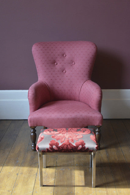 Small modern armchair. This is a modern beech frame, traditionally upholstered using coir fibre, covered in Linen Union (Linen & cotton) from Linwood fabrics.