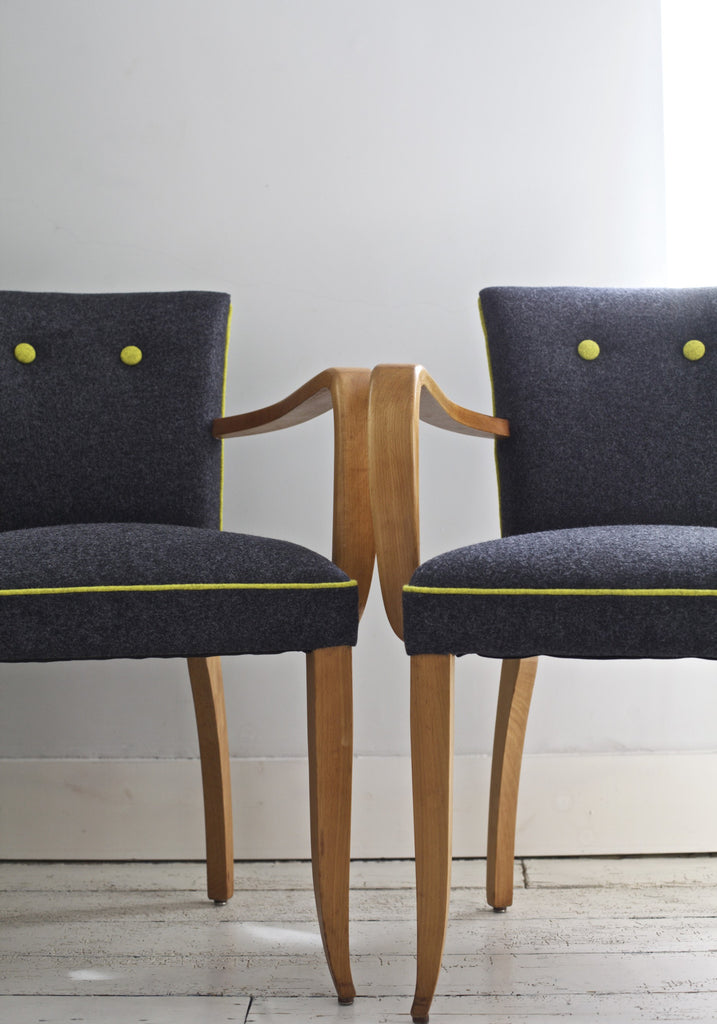 1940's Bridge Chairs in Wool Felt Fabric
