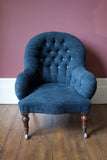 Ironback deep buttoned Victorian armchair