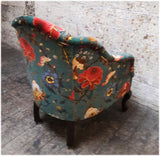 House of Hackney Artemis velvet Tub chair with spat feet  circa 1930