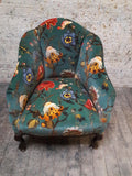 House of Hackney Artemis velvet Tub chair with spat feet  circa 1930