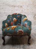 Artemis velvet Tub chair with spat feet  circa 1930
