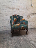 House of Hackney Artemis velvet Tub chair with spat feet  circa 1930