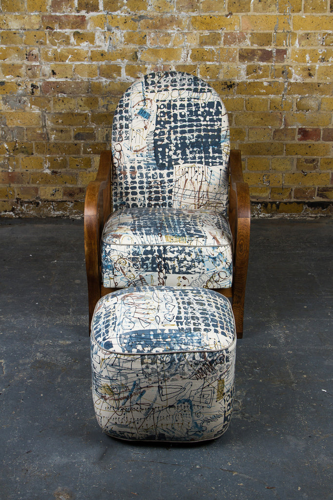 1930s Oak Recliner and Footstool