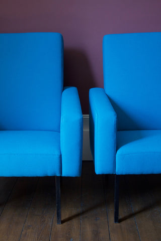 Pair of French Blue Aquarius Chairs