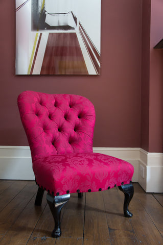 Traditional Cerise Damask Bedroom Chair