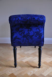 Damask Love Seat. A gorgeous traditionally upholstered double end scroll bench covered in a stunning blue damask.